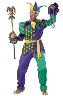 Deluxe Mardi Gras Jester Adult Costume