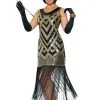 Black And Gold Flapper Adult Costume (XS/S) -Cheap Kids Costumes Store FM85830 full 1